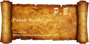 Patek Balázs névjegykártya